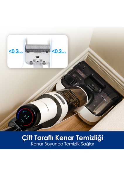 Floor One S6 Stretch Pro Kablosuz Akıllı Islak Kuru Süpürge, Zemin Temizleyici Paspas, 20KPA Güçlü Emiş, Hyperstretch 180° Yatırılabilir Tasarım, iloop Akıllı Emiş