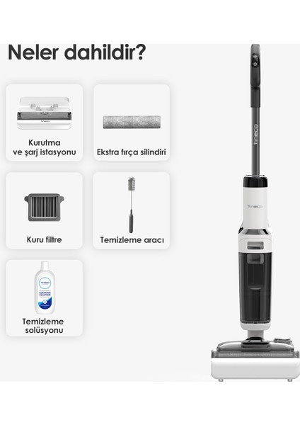 Floor One S6 Stretch Pro Kablosuz Akıllı Islak Kuru Süpürge, Zemin Temizleyici Paspas, 20KPA Güçlü Emiş, Hyperstretch 180° Yatırılabilir Tasarım, iloop Akıllı Emiş