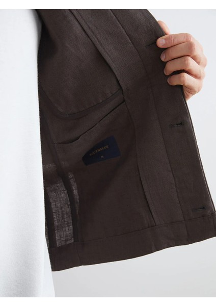 Southblue Kahverengi Standart Kalıp Gömlek Yaka %100 Keten Erkek Ceket fırsatları