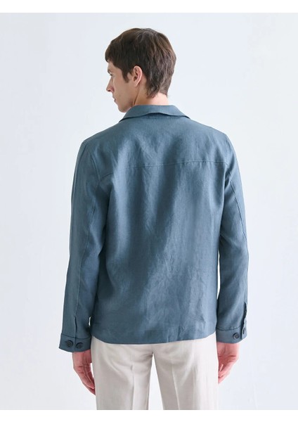 Southblue Petrol Standart Kalıp Gömlek Yaka Keten Erkek Mont fırsatları