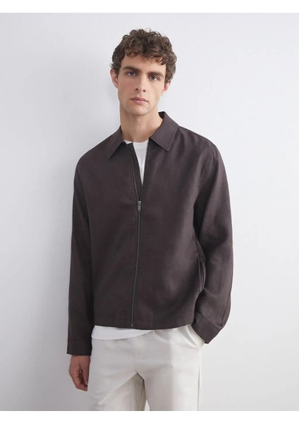 Southblue Kahverengi Standart Kalıp Gömlek Yaka Erkek Mont