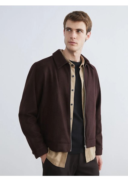 Lcw Vision Mürdüm Standart Kalıp Gömlek Yaka Erkek Kaşe Mont