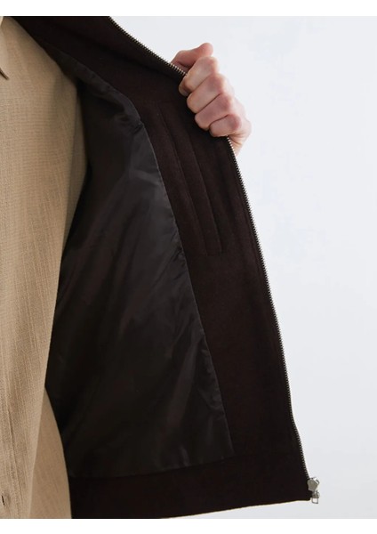 Lcw Vision Mürdüm Standart Kalıp Gömlek Yaka Erkek Kaşe Mont fırsatları