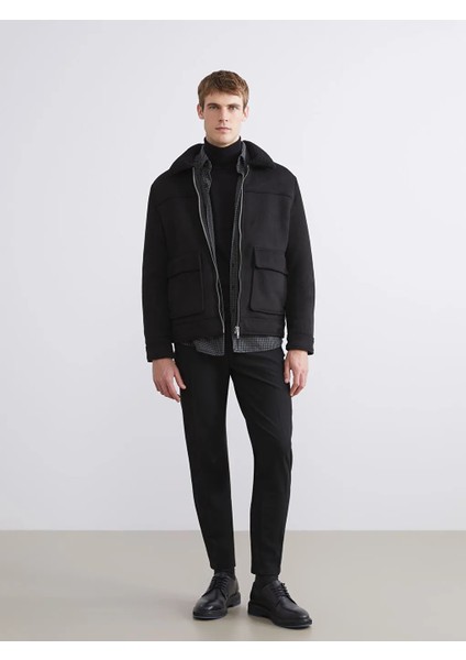 Southblue Siyah Standart Kalıp Kürk Yaka Süet Erkek Mont fiyatları