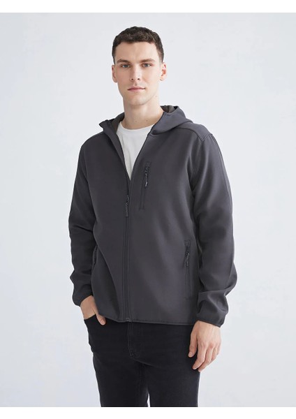 Lcwaıkıkı Classic Antrasit Standart Kalıp Kapüşonlu Erkek Mont