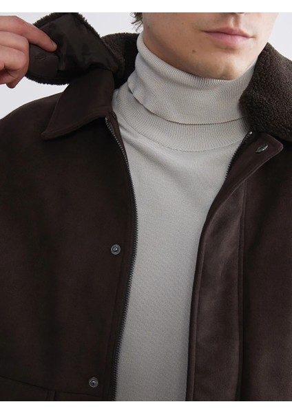 Southblue Kahverengi Standart Kalıp Kürk Yaka Süet Erkek Mont fırsatları