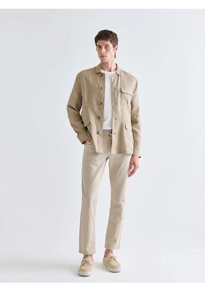 Southblue Bej Standart Kalıp Gömlek Yaka %100 Keten Erkek Mont fiyatları
