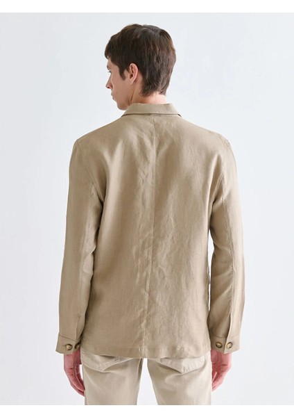 Southblue Bej Standart Kalıp Gömlek Yaka %100 Keten Erkek Mont fırsatları