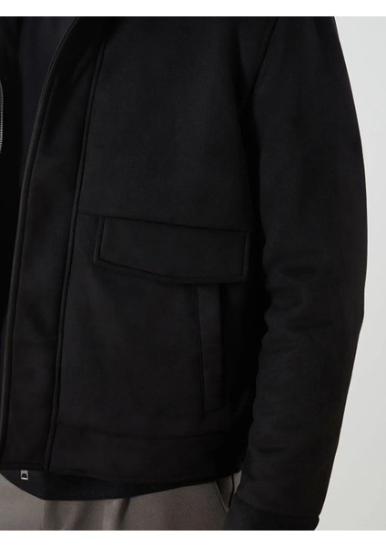 Southblue Siyah Standart Kalıp Kürk Yaka Süet Erkek Mont fırsatları