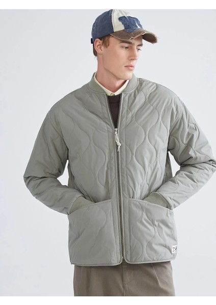 Xsıde Haki Standart Kalıp Kolej Yaka Erkek Mont