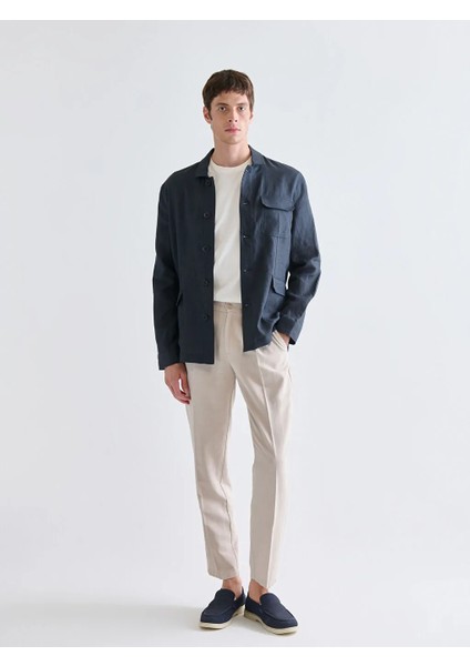 Southblue Lacivert Standart Kalıp Gömlek Yaka %100 Keten Erkek Mont fiyatları