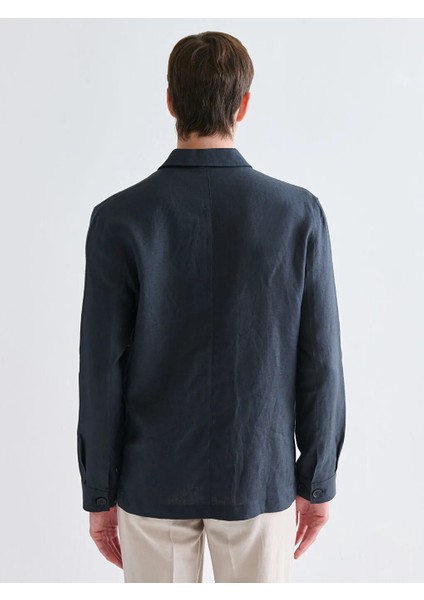 Southblue Lacivert Standart Kalıp Gömlek Yaka %100 Keten Erkek Mont fırsatları