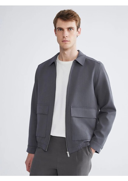 Lcw Vision Antrasit Standart Kalıp Gömlek Yaka Erkek Mont