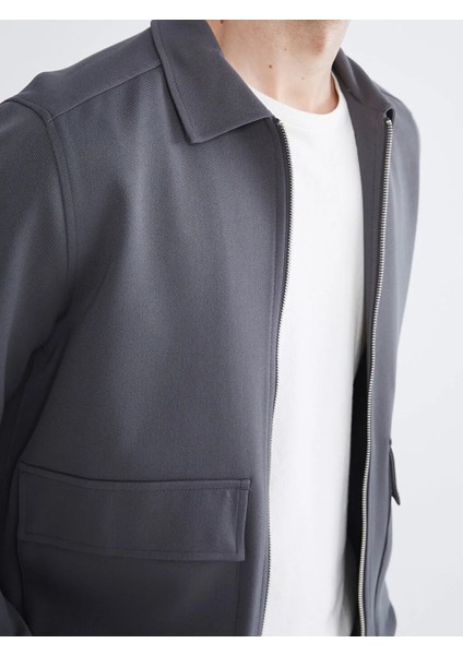 Lcw Vision Antrasit Standart Kalıp Gömlek Yaka Erkek Mont modelleri