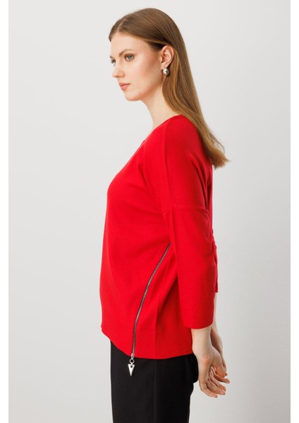 65389 Yanları Fermuarlı Bol Kazak modelleri