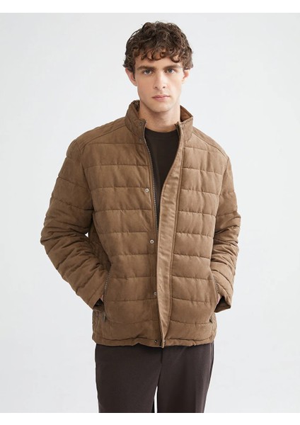 Southblue Kahverengi Slim Fit Dik Yaka Süet Erkek Mont