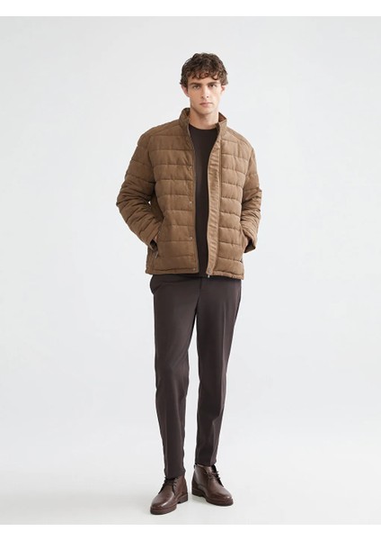 Southblue Kahverengi Slim Fit Dik Yaka Süet Erkek Mont modelleri