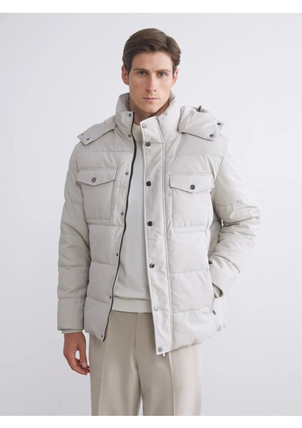 Lcw Vision Bej Standart Kalıp Kapüşonlu Erkek Mont