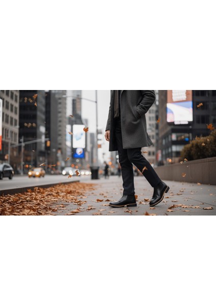 GR0423 Hakiki Deri Çift Renk Topuklu Taban Yağmur Soğuk Geçirmez Spor Klasik Üst Kalite Chelsea Bot