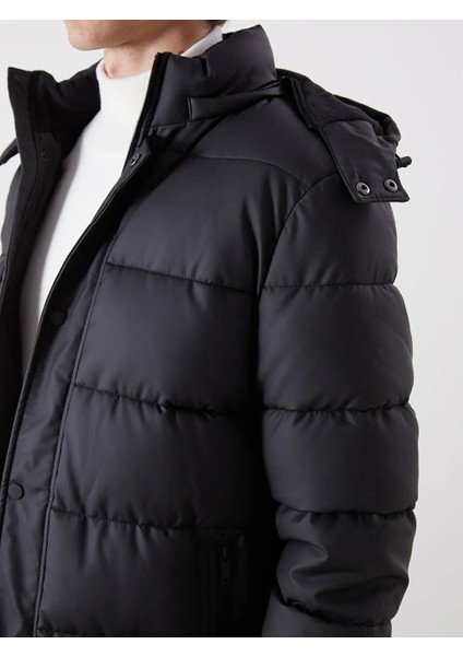 Southblue Siyah Rahat Kalıp Kapüşonlu Erkek Şişme Mont fırsatları