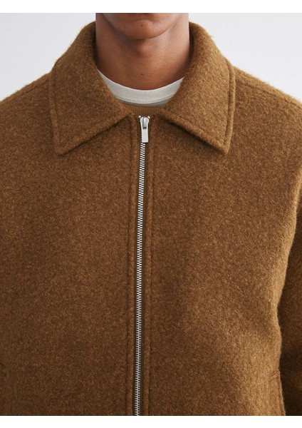 Lcw Vision Sarı Standart Kalıp Gömlek Yaka Erkek Kaşe Mont modelleri