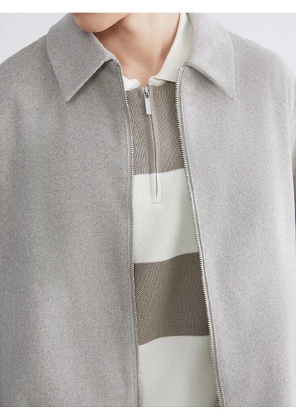 Lcw Vision Gri Standart Kalıp Gömlek Yaka Erkek Kaşe Mont modelleri