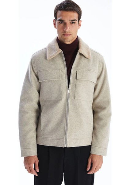 Lcw Vision Bej Standart Kalıp Kürk Yaka Erkek Kaşe Mont fırsatları