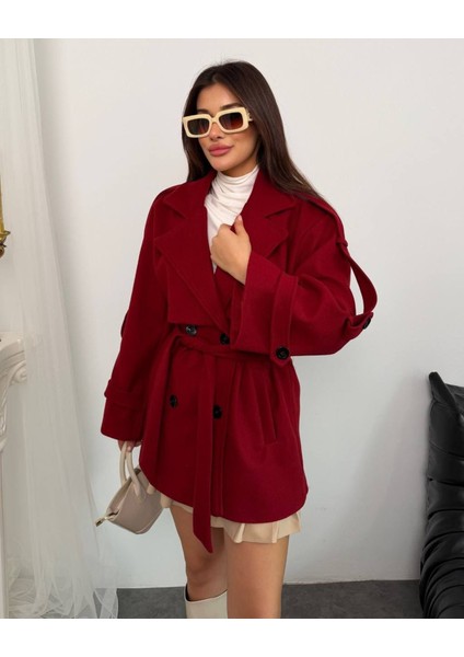 Apolet Kuşak Detalı Kaşe Kaban fiyatları