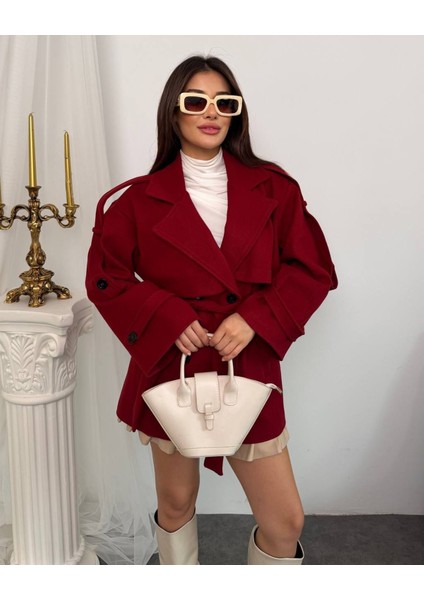 Apolet Kuşak Detalı Kaşe Kaban modelleri