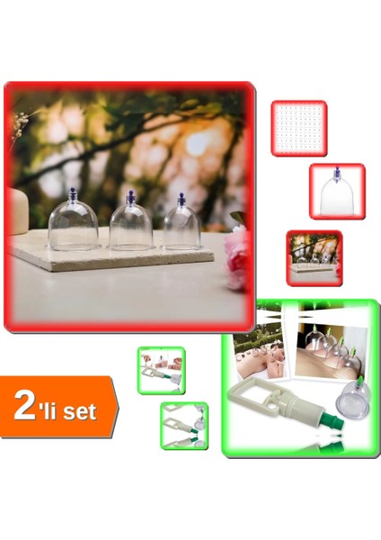 Hacamat Kuppası 5 Numara 100 Tane + Vakumlu Kuppa Çekme Seti 6 Parça - 2li Set Q8U0S2