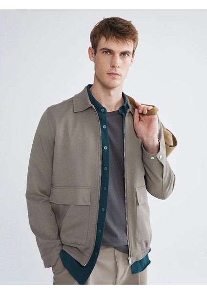 Lcw Vision Kahverengi Standart Kalıp Gömlek Yaka Erkek Mont