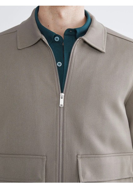 Lcw Vision Kahverengi Standart Kalıp Gömlek Yaka Erkek Mont modelleri