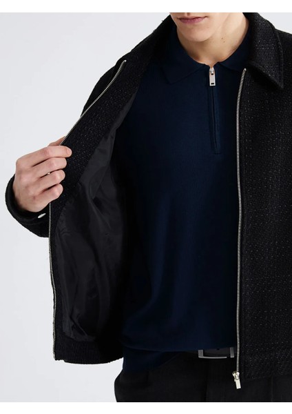 Lcw Vision Siyah Standart Kalıp Gömlek Yaka Erkek Kaşe Mont fırsatları