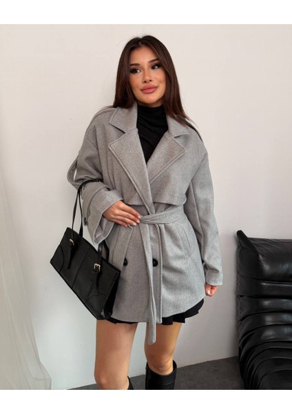 Apolet Kuşak Detalı Kaşe Kaban modelleri