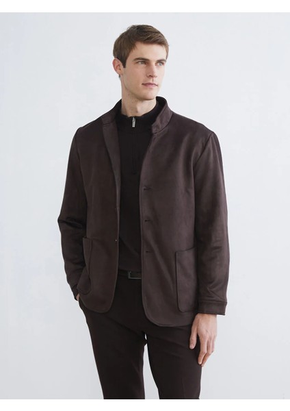Southblue Kahverengi Standart Kalıp Dik Yaka Süet Erkek Mont