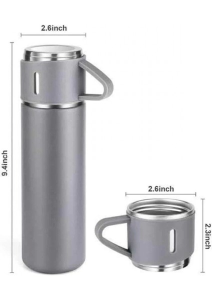 Termos Seti Paslanmaz Çelik 3 Bardaklı Vakumlu Termos Set 500 Ml 12 Saate Kadar Isı Koruma modelleri