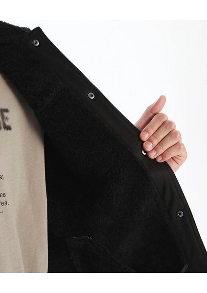 Xsıde Siyah Standart Kalıp Kürk Yaka Süet Erkek Mont fırsatları