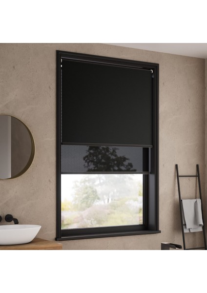 Sunscreen Çiftli Sistem Blackout Stor Perde (Screen+ Blackout Stor) Alüminyum Kasalı Yüksek Kaliteli - Siyah BLACKOUTV05/SCREENV32 fiyatları
