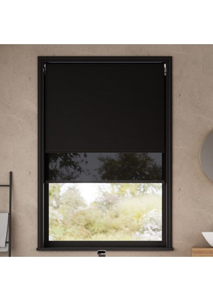 Sunscreen Çiftli Sistem Blackout Stor Perde (Screen+ Blackout Stor) Alüminyum Kasalı Yüksek Kaliteli - Siyah BLACKOUTV05/SCREENV36 modelleri