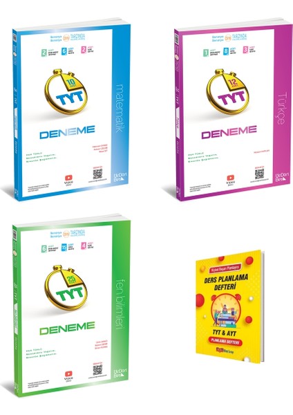 345 Tyt 2026 Matematik Türkçe ve Fen Bilimleri Denemeleri 3lü Set + Planlama Defteri