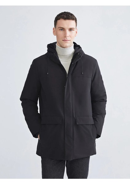 Lcwaıkıkı Classic Siyah Standart Kalıp Kapüşonlu Erkek Mont
