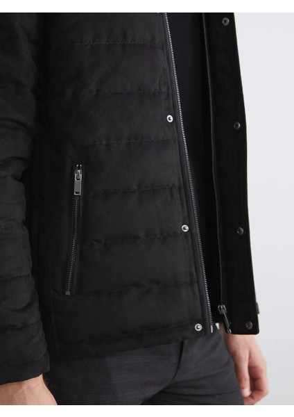 Southblue Siyah Slim Fit Dik Yaka Süet Erkek Mont modelleri