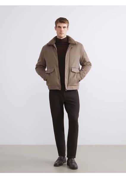 Southblue Bej Standart Kalıp Kürk Yaka Süet Erkek Mont fiyatları