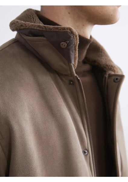 Southblue Bej Standart Kalıp Kürk Yaka Süet Erkek Mont fırsatları