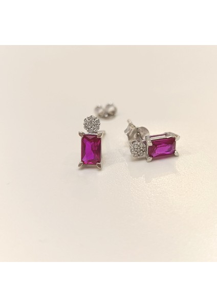 Kırmızı Zümrüt Kesim Tek Taşlı Küpe 14 Ayar Altın Hd Videolu modelleri