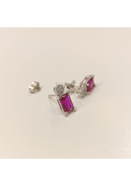 Kırmızı Zümrüt Kesim Tek Taşlı Küpe 14 Ayar Altın Hd Videolu fırsatları