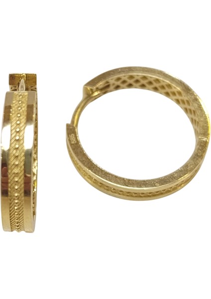 24MM Antik Desenli Halka Küpe 14 Ayar Altın Hd Videolu