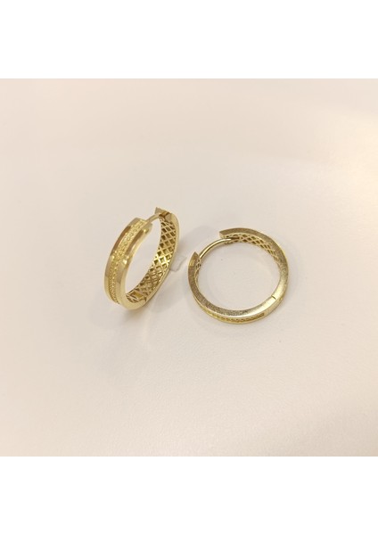 24MM Antik Desenli Halka Küpe 14 Ayar Altın Hd Videolu fiyatları