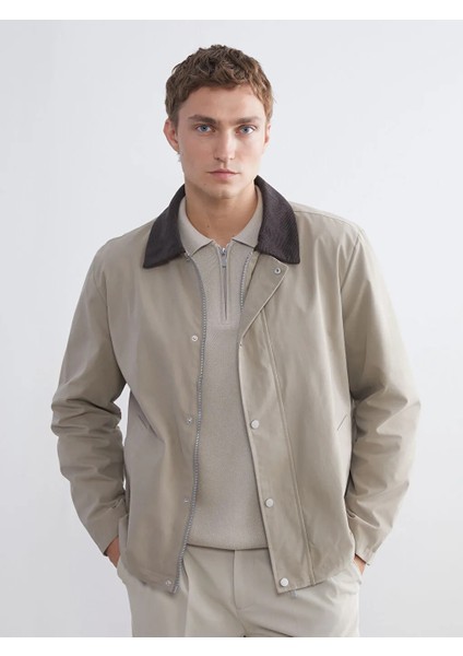 Lcw Vision Bej Standart Kalıp Kadife Yaka Erkek Mont