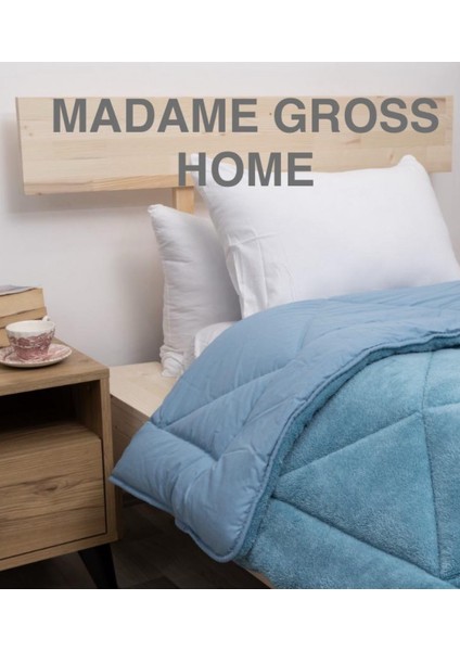 Home Bambu Premium Mavi Renk %100 Pamuk Kumaş Silikon Dolgulu Yorgan 155X215 cm